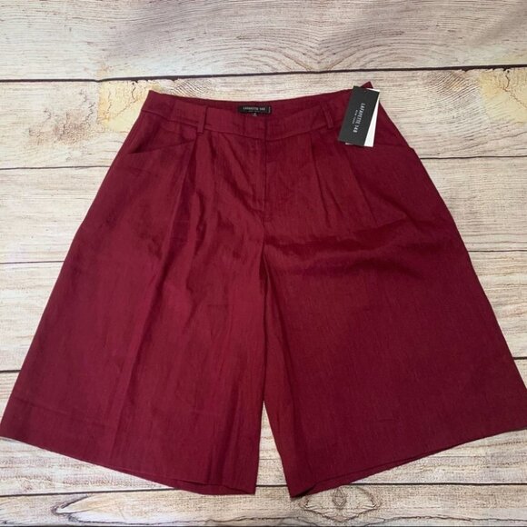 NWT Lafayette 148 NY Radicchio Linen Shorts Size 10 - Picture 5 of 16